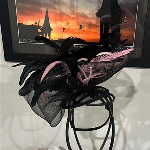 Black and Pink Feathered Fascinator